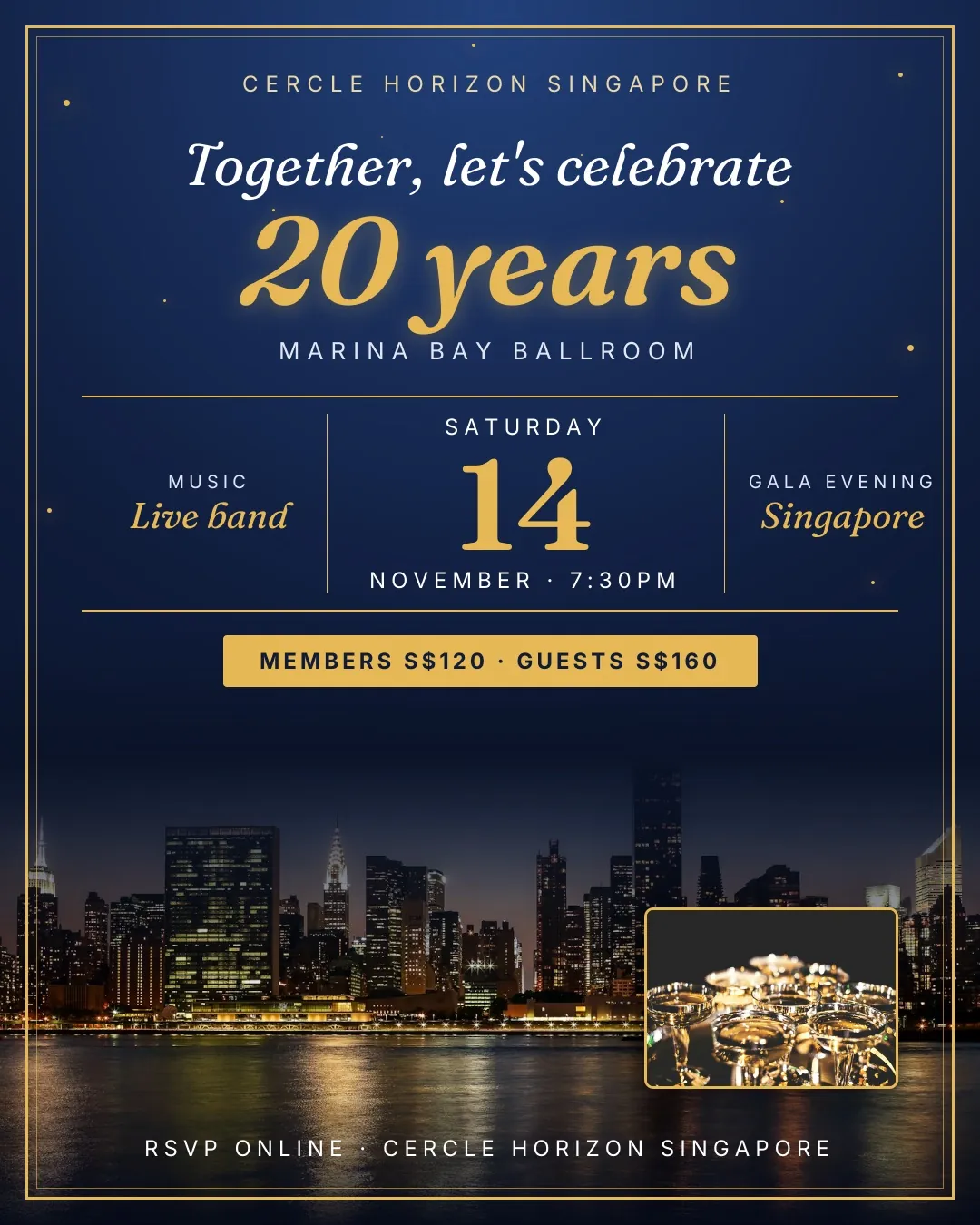 Invitation to the Cercle Horizon Singapore 20th anniversary gala, Saturday 14 November at the Marina Bay Ballroom