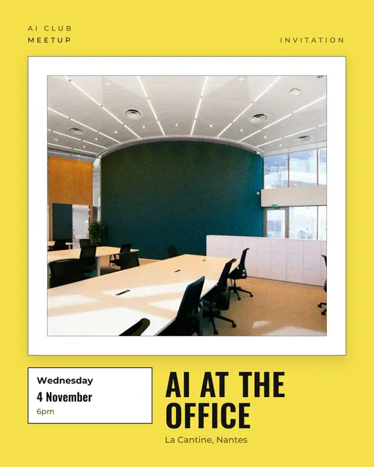 Sample flyer, "Gallery · Lemon and black" template, Conference: "AI at the office"
