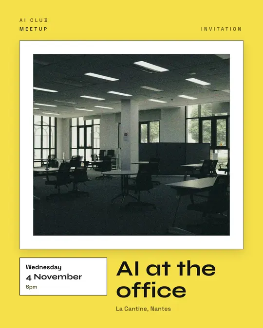 Sample flyer, "Gallery · Lemon and black" template, Conference: "AI at the office"