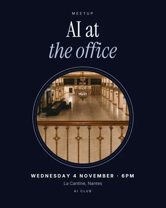 Sample flyer, "Medallion · Silver midnight" template, Conference: "AI at the office"