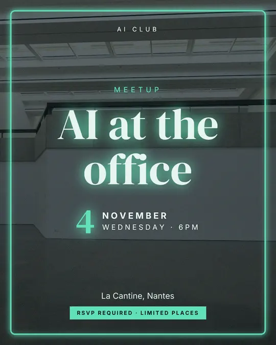 Sample flyer, "Neon · Ink and mint" template, Conference: "AI at the office"