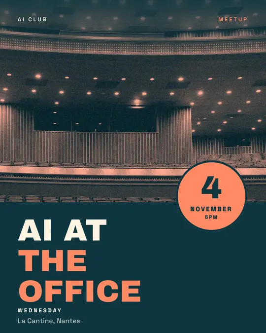 Sample flyer, "Seal · Teal and coral" template, Conference: "AI at the office"