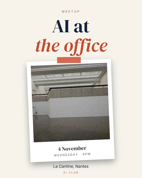 Sample flyer, "Print · Paper and navy" template, Conference: "AI at the office"