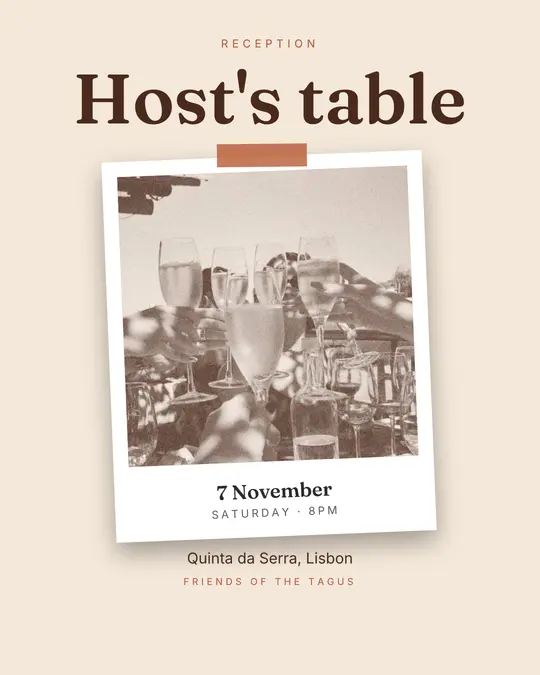 Sample flyer, "Print · Sand and terracotta" template, Dinner & reception: "Host's table"
