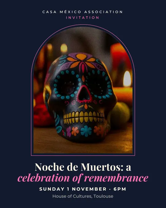 Sample flyer, "Arch · Muertos night" template, Halloween: "Noche de Muertos: a celebration of remembrance"