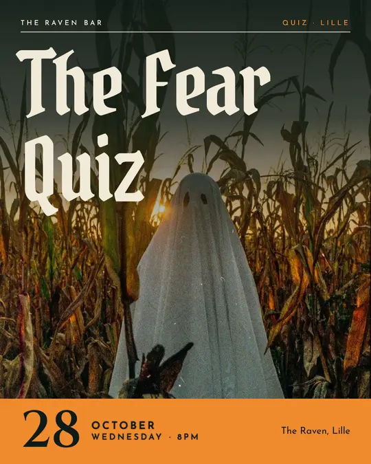 Sample flyer, "Cover · Forest and pumpkin" template, Halloween: "The Fear Quiz"