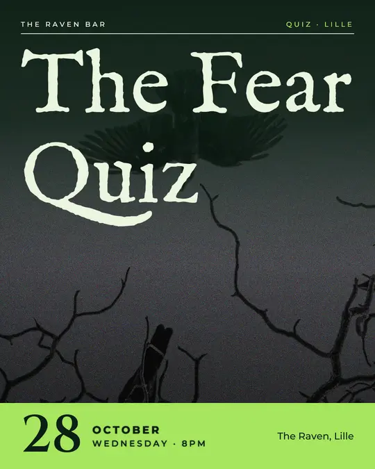 Sample flyer, "Cover · Laboratory green" template, Halloween: "The Fear Quiz"