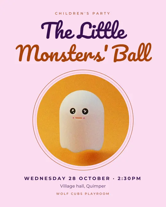 Sample flyer, "Medallion · Witch pink" template, Halloween: "The Little Monsters' Ball"