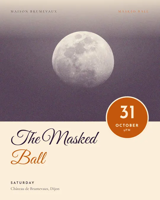 Sample flyer, "Seal · Paper and pumpkin" template, Halloween: "The Masked Ball"