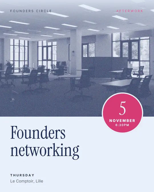 Sample flyer, "Seal · Sky and rose" template, Business meetup: "Founders networking"