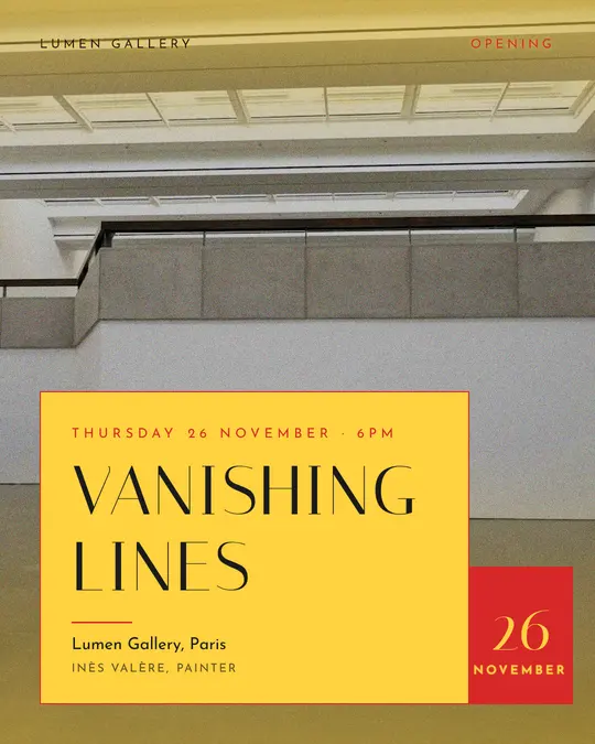 Sample flyer, "Laid card · Sunshine" template, Opening & launch: "Vanishing lines"